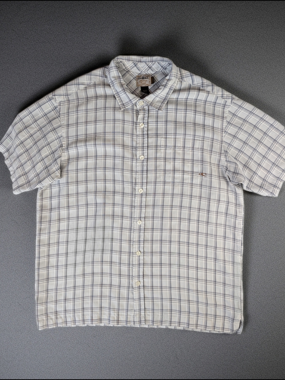 O'Neill Heritage Series Men's Gray White Plaid Cotton Button Up Shirt XL